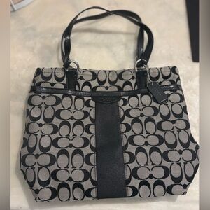 Coach Black and Gray Patterned Tote